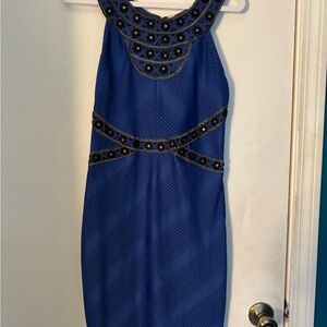 Free People Royal Blue Stylish Dress with Black Accents